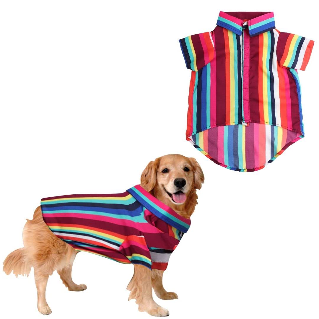 Sage Square Crazy Printed Dog Shirt, Trending Dog Shirt Ultra Soft & Light Weight, Comfortable & Breathable Dog Apparel, Trendy Outfit (Colorful Stripes Print) (XXLarge - 28inch) (B0B65B12RT) Amazon Price History, Amazon Price Tracker