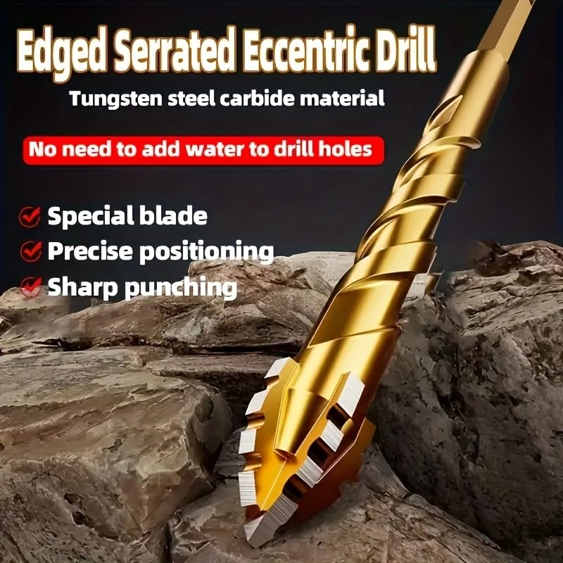 8pcs Hardened Alloy Drill Bit Set 8-Piece 4-Flute Core Design with Sharp Landing Tip for Concrete Brick Ceramic Tile Drilling, Golden
