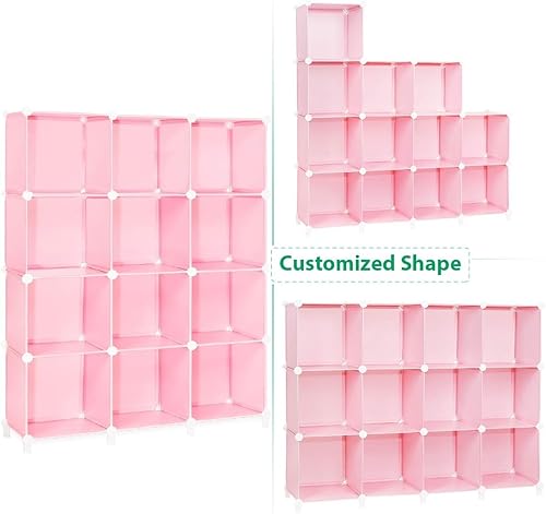 Miniatura 4 de TomCare Estante de almacenamiento de 12 cubos, cuadrado, organizador, estantería de plástico para libros, apto para dormitorio, oficina, sala de