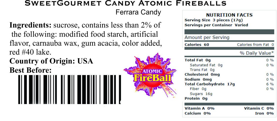 Ferrara Atomic Fireballs Candy (Fireball Fire ball) (Small, 2Lb)