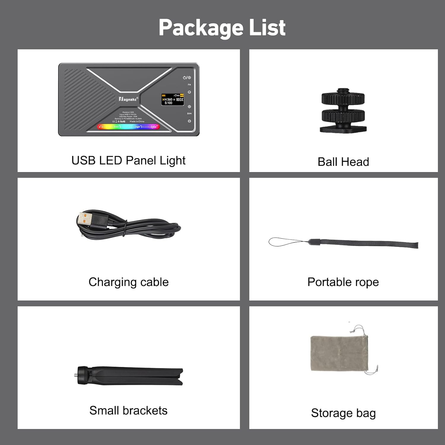 NA225 RGB Video Light App Control, 2500K-9900K, Build-in 4000mAh Rechargeable Battery Portable Phone Camera Photo Lights for Studio Photography Vlogging Streaming Live Beauty and Filming