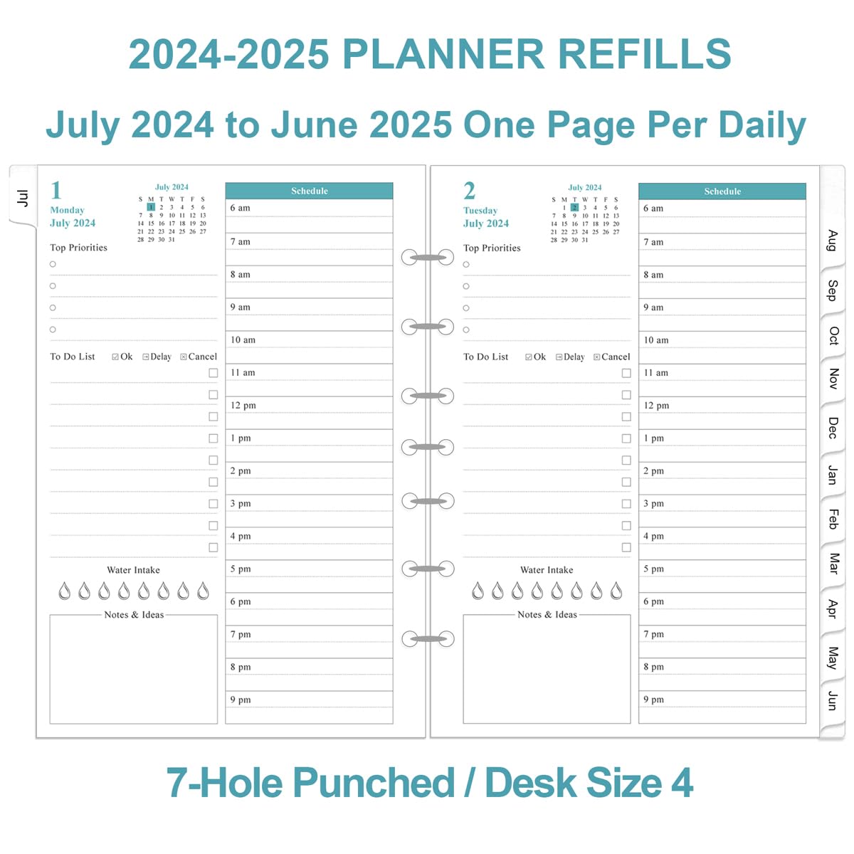 20242025 Planner Refills For Mini 3 Or 7 Ring Binders