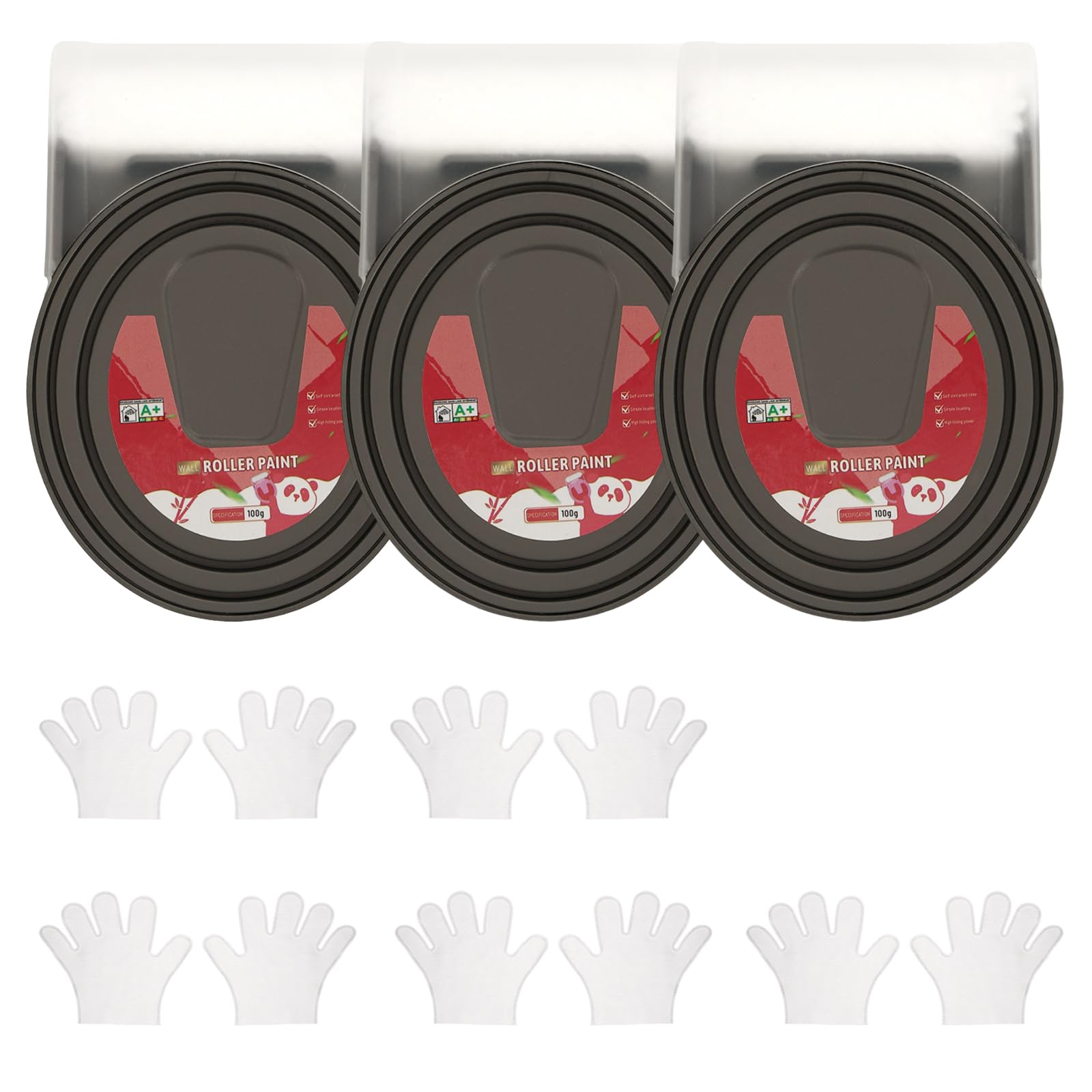 Meunhy White Roller Paint, 3 Pcs Wall Paint With Five Pairs Of Gloves, Portable, Fast Drying Touch Up, Wall Repair Paste Roller For Graffiti Scratches, Stains, Cracks