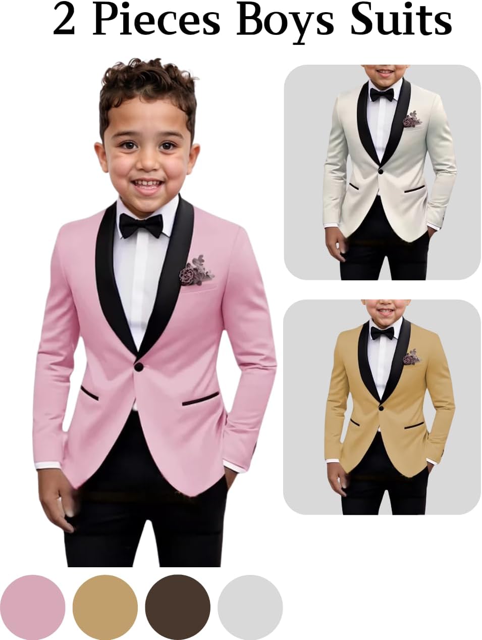 DYH Kids Party Tuxedo 2 Pieces Boys Suit Slim Fit Wedding Formal Wear