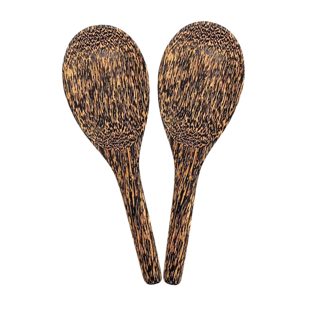 Asian Kitchen Rice Paddle, Set of 2 Natural wood ladles For Cooking Kitchen