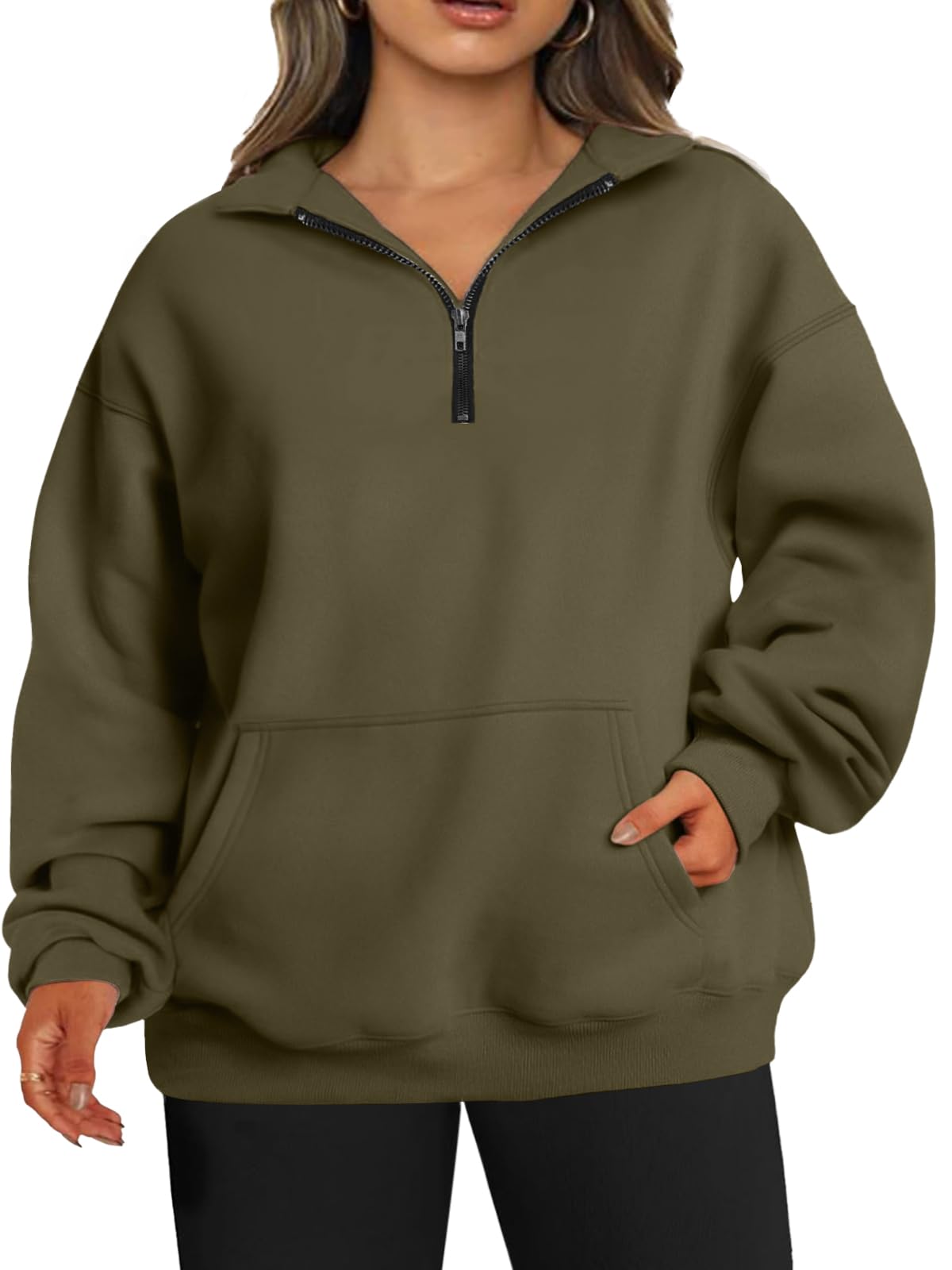 Womens Oversized Sweatshirts Fall Sweaters Hoodies Half Zip Pullover Long Sleeve Shirts Clothes