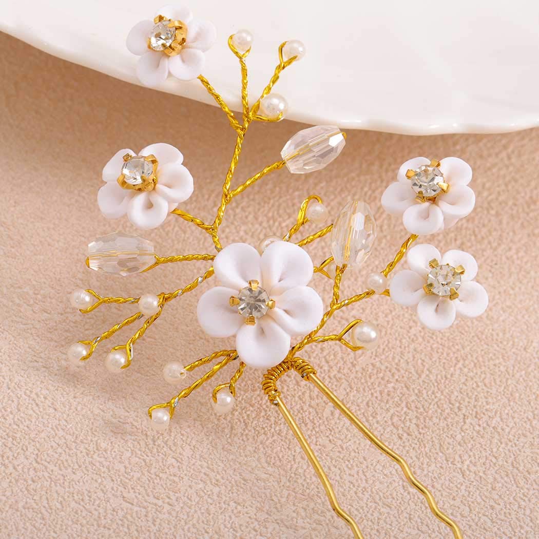Amazon.com : Fstrend Bridal Wedding Hair Pins White Flower  display picture 1