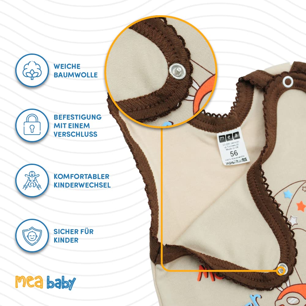 MEA BABY Tutine per Neonati | Tutine Senza Maniche | per Bambine e Bambini | Unisex | 100% Cotone | Body Colorati con Stampa | Confezione Multipla da 5 Pezzi