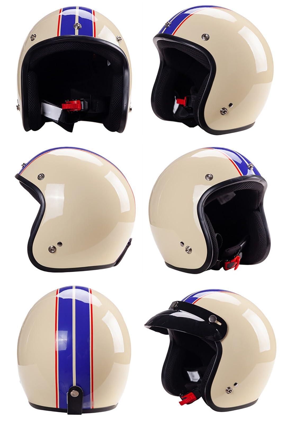 Kask motocyklowy typu open, kask motocyklowy do cruisera, skutera, motoroweru, 3/4 kwarc, dla dorosłych, mężczyzn i kobiet, kask motocyklowy z certyfikatem ECE 2205.