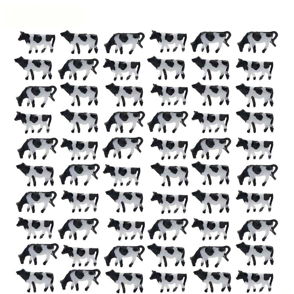 CuddleCraft Realistic N Scale Cows, 60Pcs, Perfect for Model Train, Toy Model, and Scene Layout