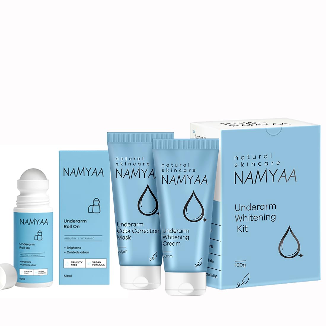 Underarm Pigmentation Kit-Underarm whitening kit 100gm with Underarm Roll On 50ml | 4% AHA BHA and 6% Brightening Complex | Reduces Pigmentation & Odour - Keeps Skin Fresh & Clean Pack of 2-image-11