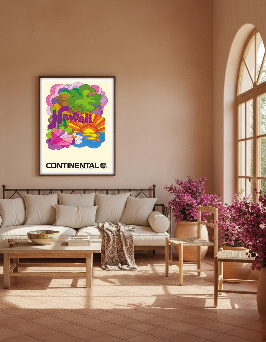Amazon.com: Hawaii - Continental Airlines - Psychedelic Art
