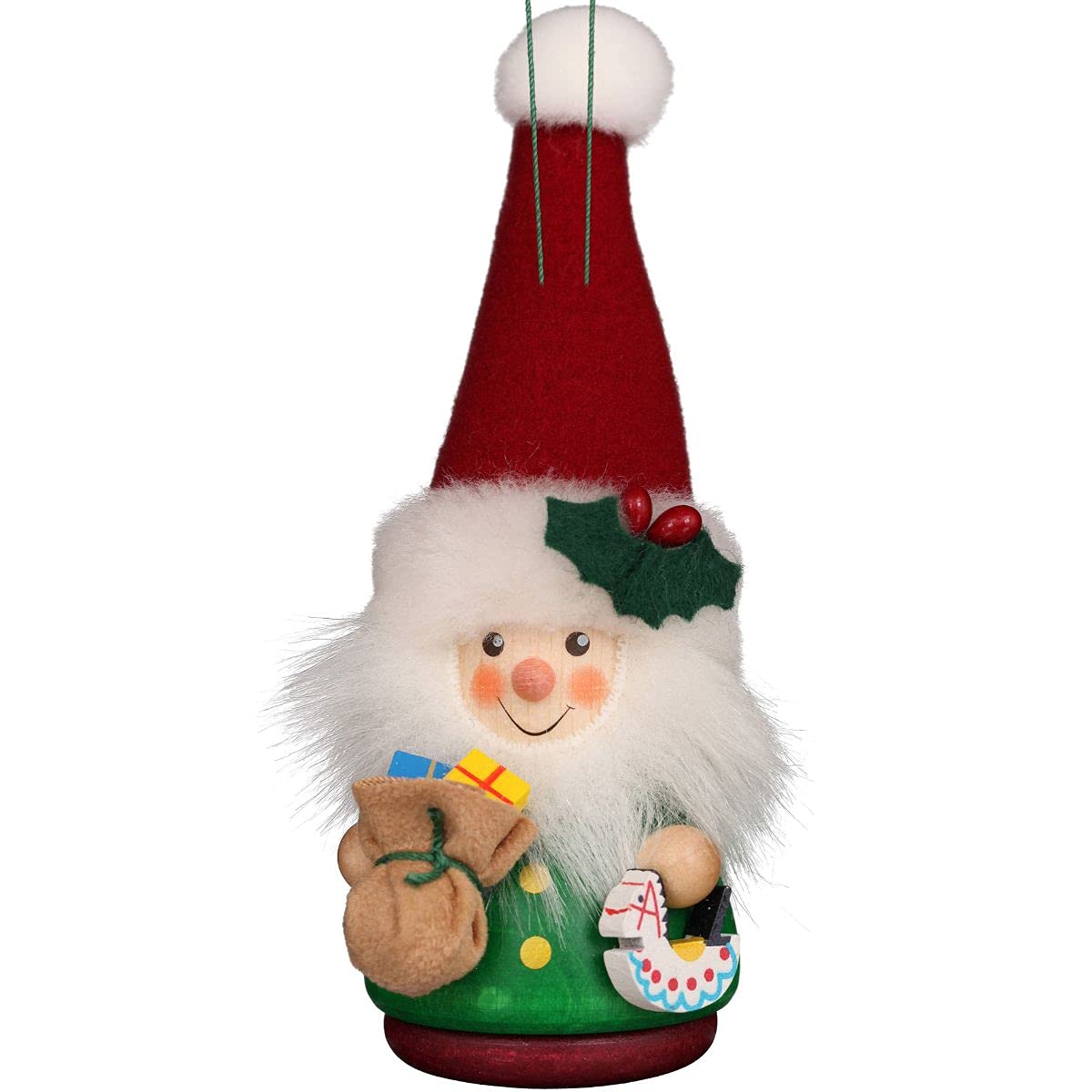 Père Noël Vert Christian Ulbricht statuette de collection en bois haut de gamme