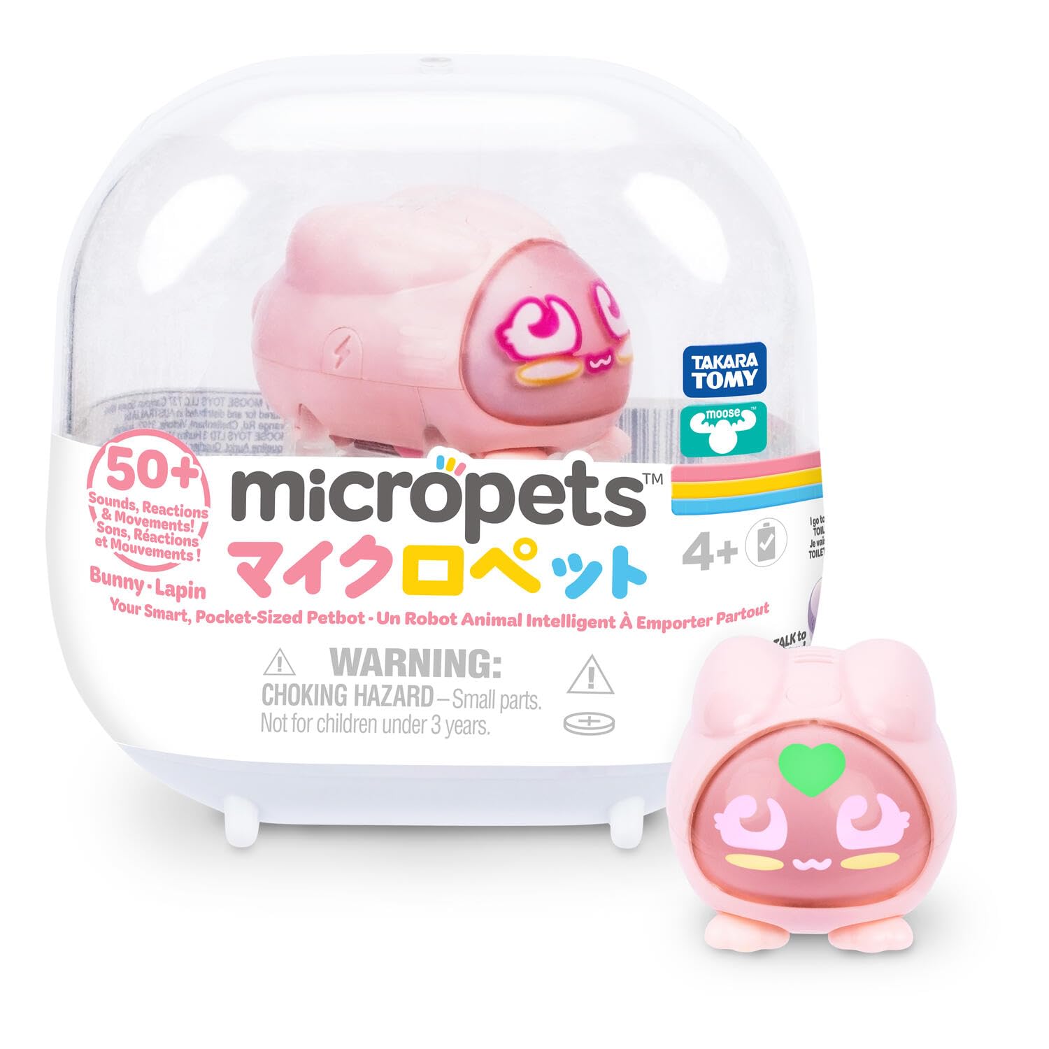 Micropets Bunny - Interactive Electronic Digital Pet Robot | 5 Levels of Pet Play, 50+Lights, Sounds, Reactions & Movement, Cute Kawaii Collectible Toy for Girls & Boys Ages 4+