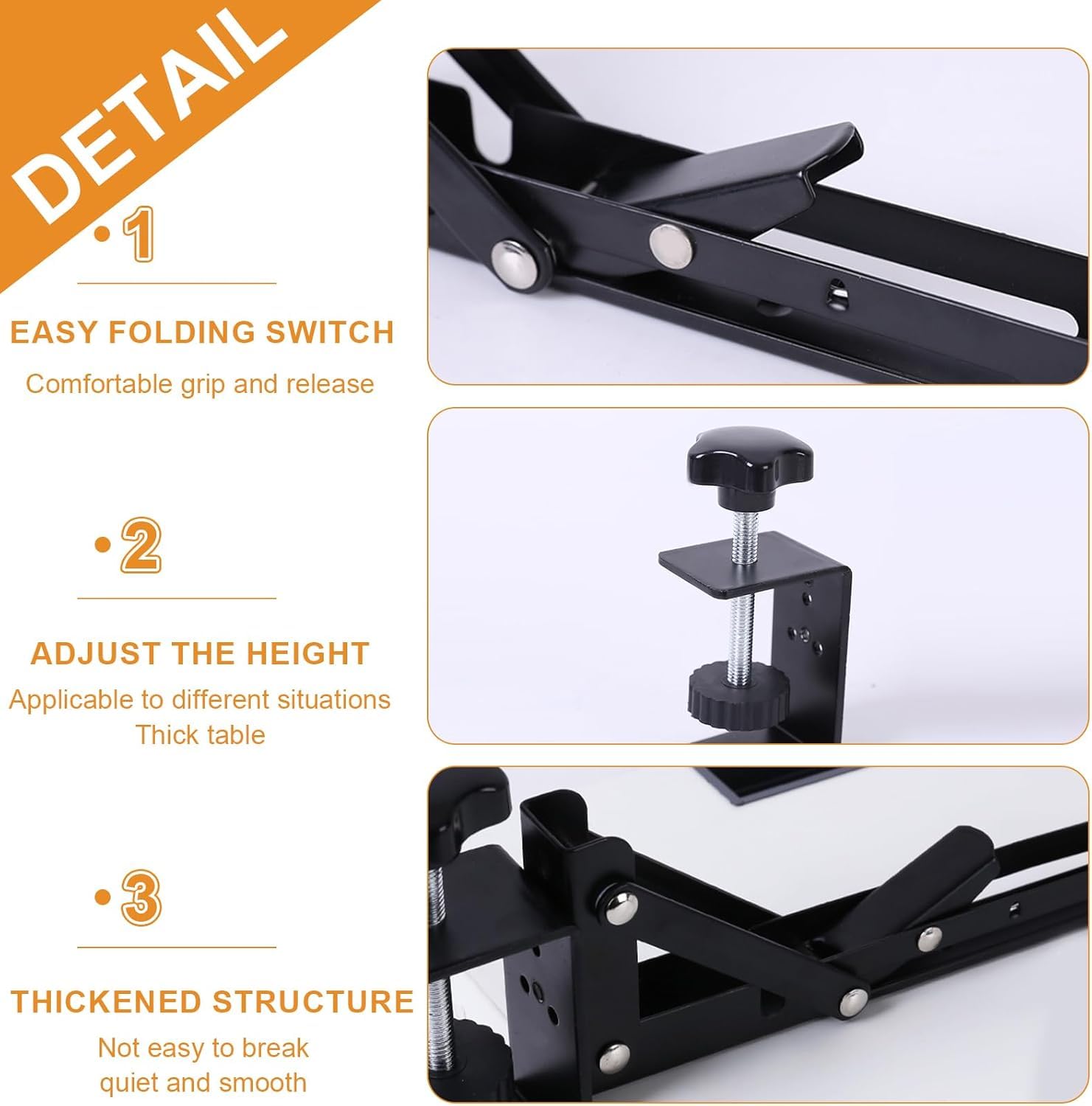 2 Piezas Extensión de Escritorio Plegable con Abrazadera, Ampliación de Mesa sin Taladrar, Bandeja para Teclado Abatible para Tableros de 1-5 cm, Soporte Extensible para Oficina, Teletrabajo y Gaming