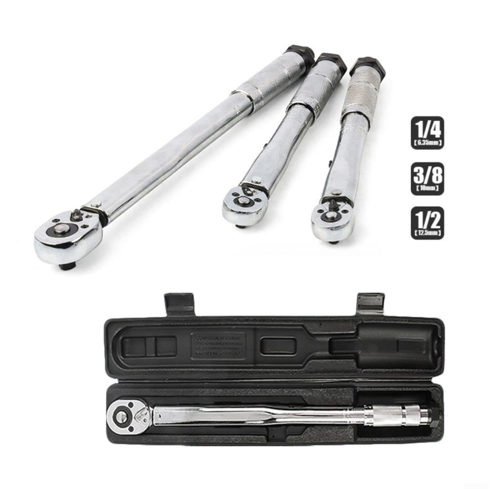 Chiave dinamometrica con attacco quadro da 1/2", 28-210 Nm, in acciaio al cromo vanadio, con clic acustico, per riparazione auto e manutenzione bici, include custodia (1-2)