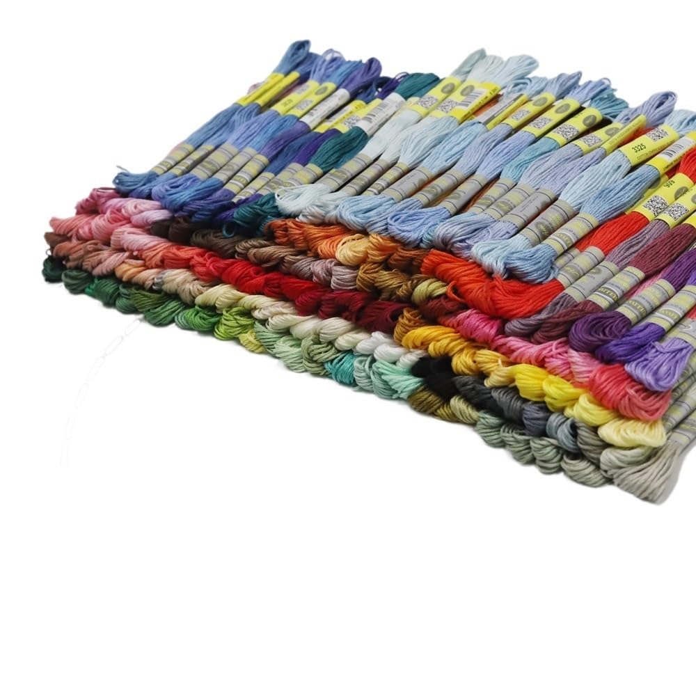 CHENJIAHAO Filo Da Ricamo 505 Colores Lisos seleccionados, Hilo de Punto de Cruz de algodón Mercerizado Doble, Hilo de Bordar, madeja de 8 Metros de Largo Fili per Braccialetti(200 Pieces)