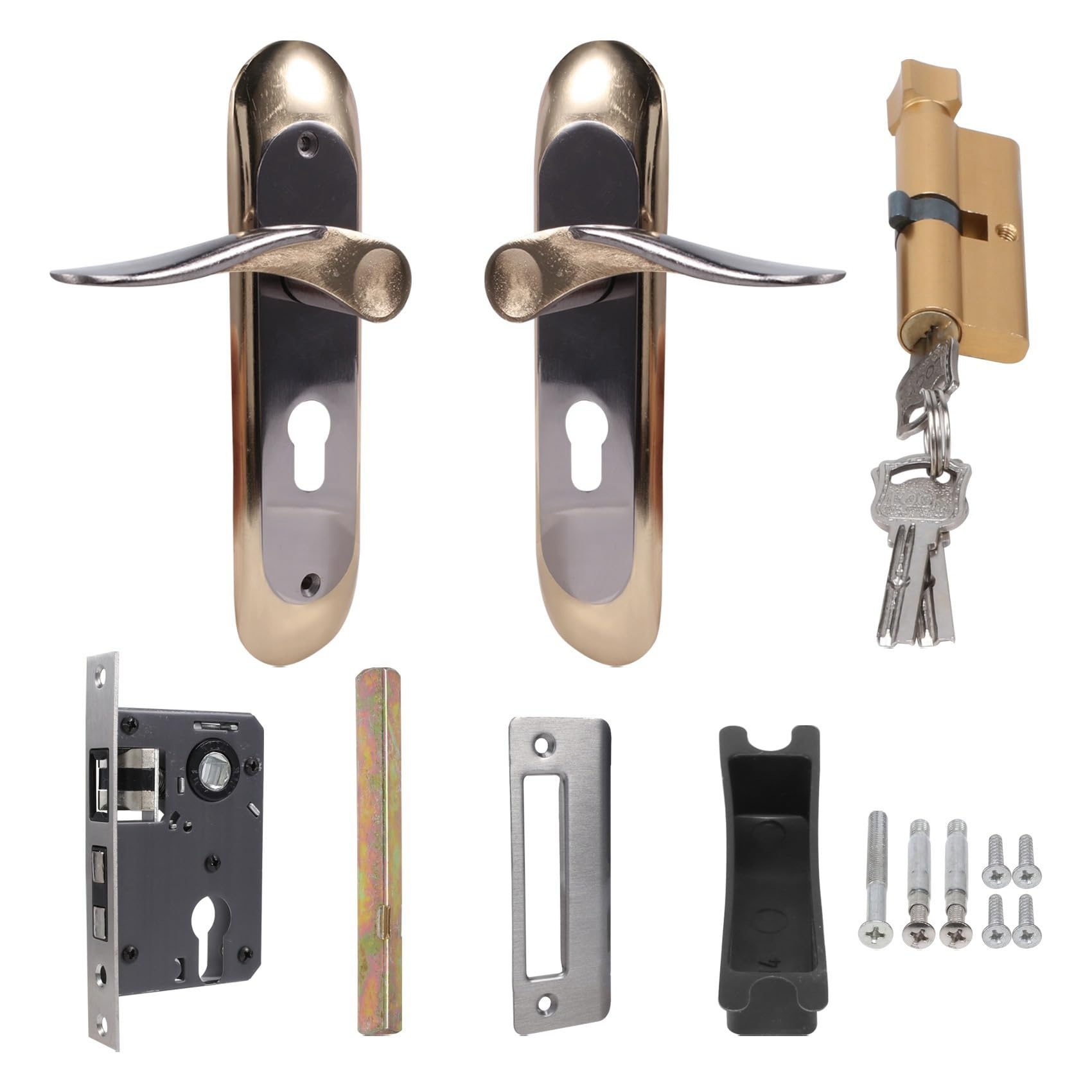 Jemcgrl Indoor Household Door Handle For Home With Security Lock Key Set Aluminum Alloy