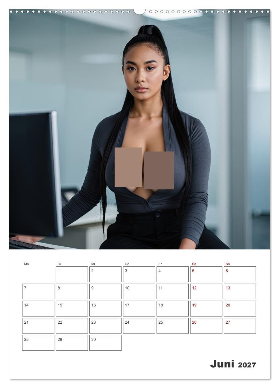 CALVENDO - Schreibtischsünden (Wandkalender 2027 DIN A2 hoch), Monatskalender: Verboten sexy – direkt vom Schreibtisch!