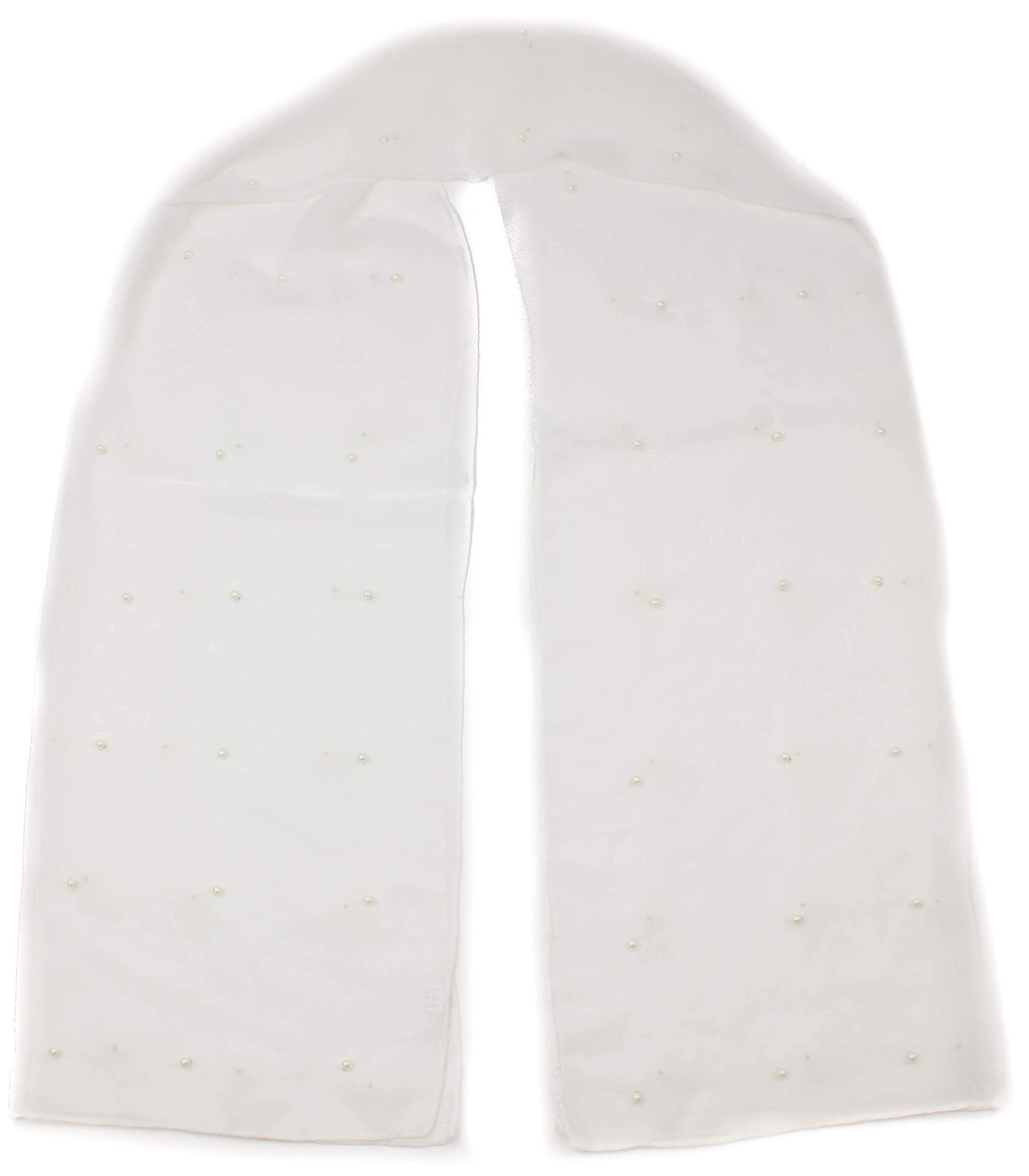 Mytoptrendz® Plain Chiffon Shawl Scarf Women's Prom Wraps Evening Scarves Pearl Embellished (Ivory Cream)