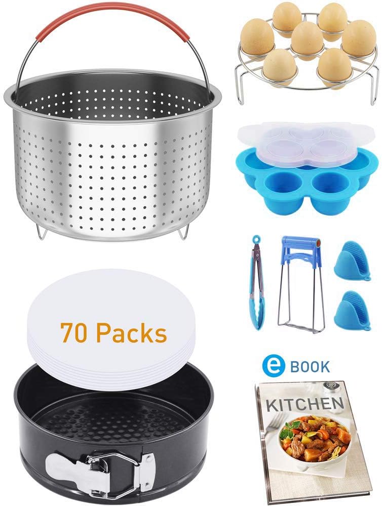 Nextamz 79 PCS Pressure Cooker Accessories Set Compatible with Instant pot 6,8 Qt - Steamer Baskets, Springform Pan, Egg Rack, Egg Bites Mold, Bowl Dish Clip, Oven Mitts,Electronic Recipe