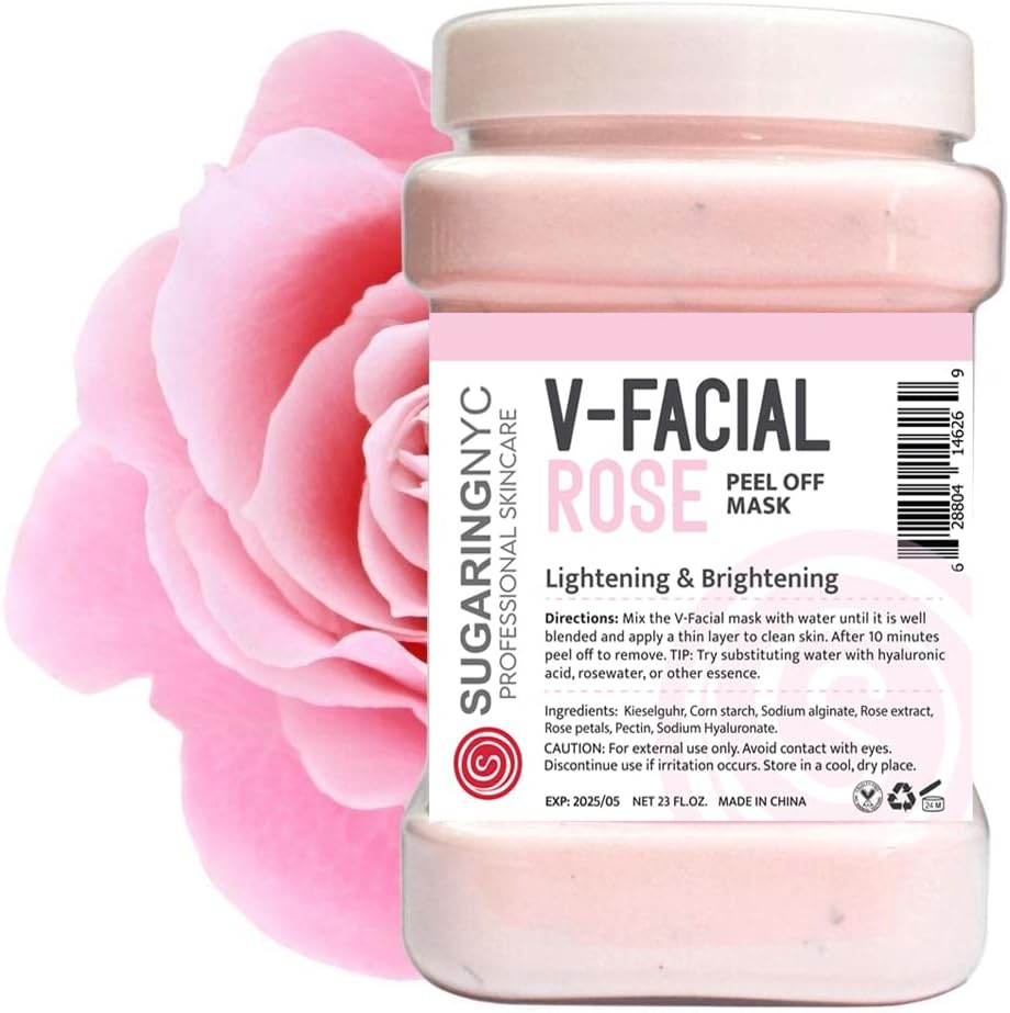 Vajacial Jelly Mask Peel-Off Bikini, Jelly Mask Underarms Area Peel Mask - Bulgarian Rose with Pieces of Rose- Professional Size 23oz by Sugaring NYC
