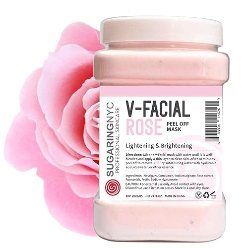 Vajacial - Máscara de gelatina despegable, máscara de gelatina para axilas, rosa búlgara con piezas de rosa, tamaño profesional, 23 onzas por