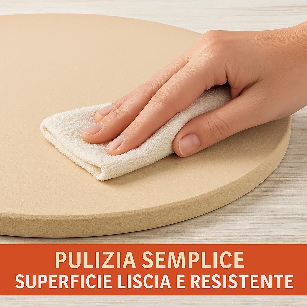Pietra Refrattaria per Pizza - Diametro 33 cm, Resistente ad Alte Temperature, Ideale for Forno di Casa, Pane e Pizze Artigianali