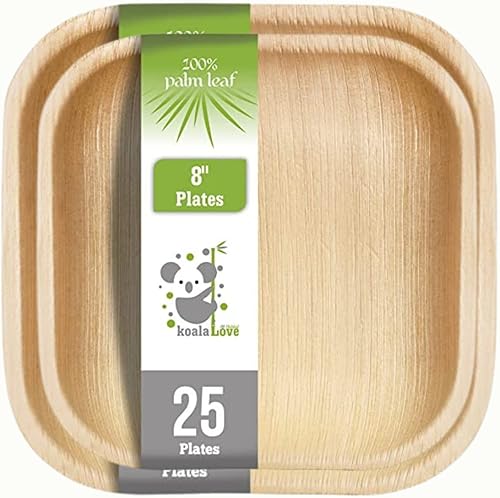 Miniatura 1 de Platos de hoja de palma de 10 pulgadas, 50 platos con 25 platos de 8 pulgadas