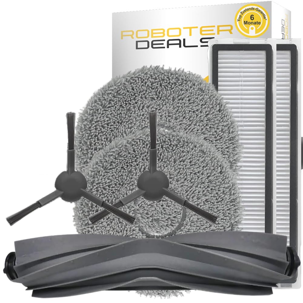 Roboter Deals - Zubehör Set, Ersatzteile für Dreame L20 Ultra Staubsaugroboter (2X Filter, 2X Seitenbürste, 2X Pad, 1x Hauptbürste). 100% passgenau, hohe Qualität, sehr langlebig.