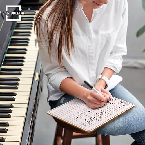 Miniatura 5 de Paquete de 2 pizarras blancas de borrado en seco de 9 x 12 pulgadas para escribir notas musicales y más pizarra blanca de doble cara