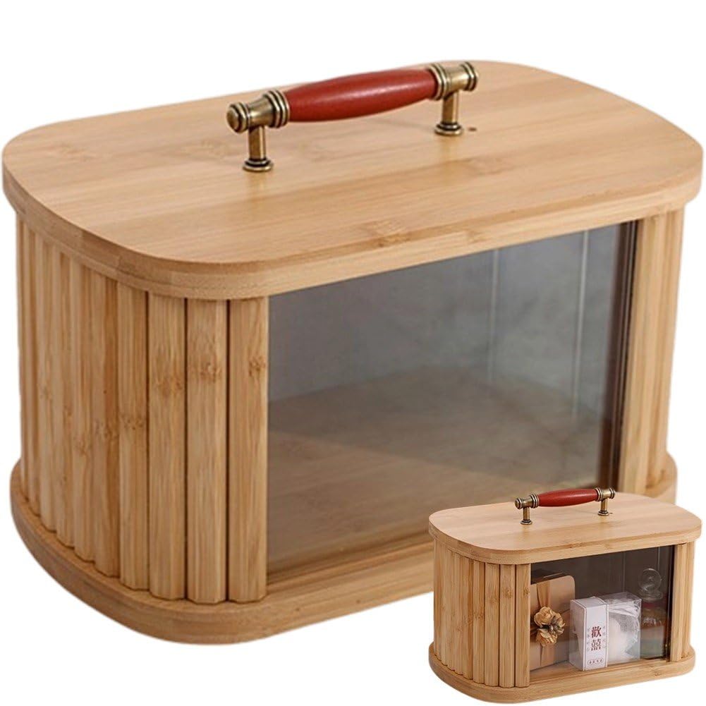 Sanfly Wood Bread Box Bread Bin Bread Storage Container Multipurpose Keeper Retro Gift Box Food Container For Kitchen Countertop Bakery Pantry