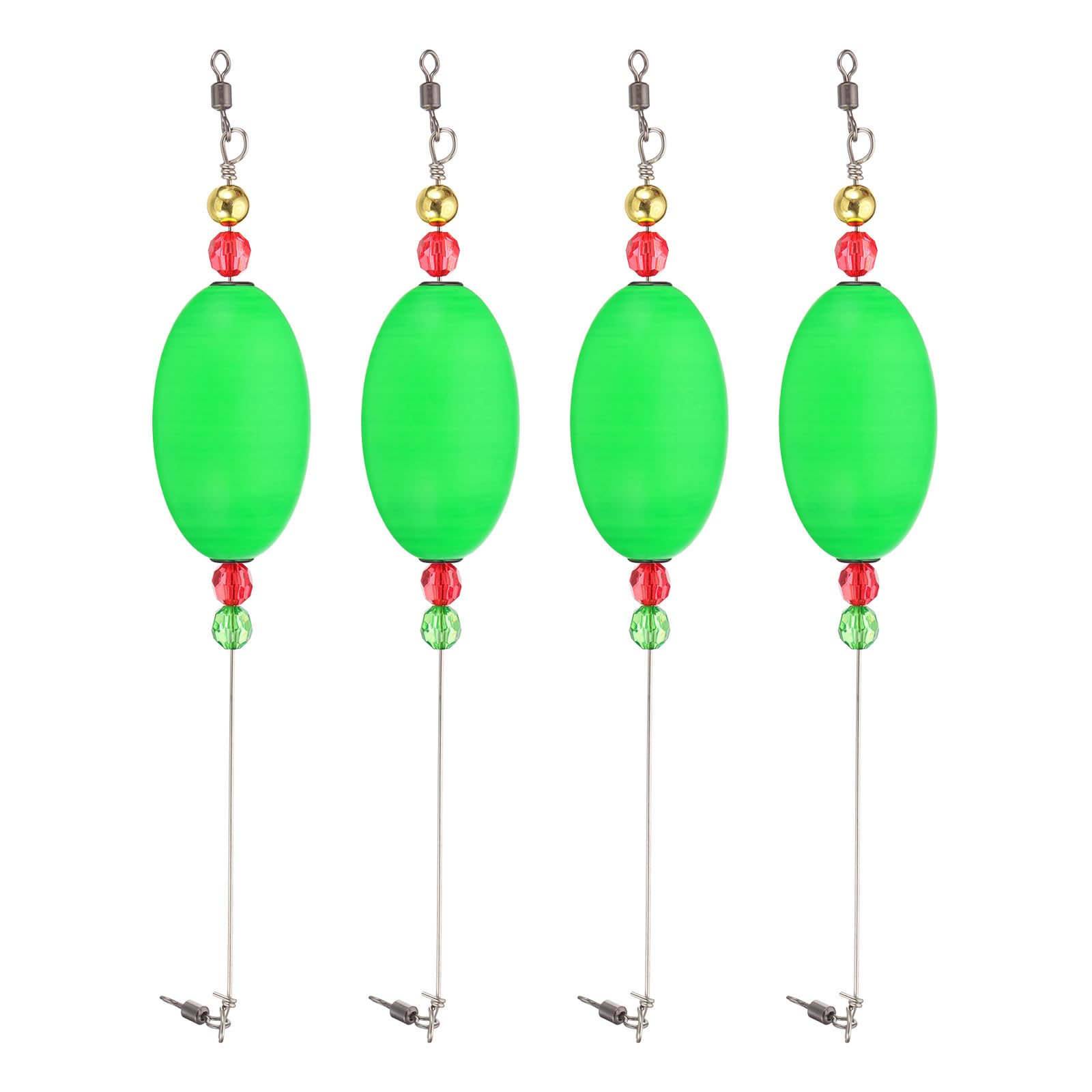 PATIKIL Fishing Floats Rigs 10 Inch, 4 Pack Oval Fishing Bobbers Popping Corks Float Weighted Bobbers Fishing Tackle with Copper Beads for Saltwater Freshwater Fishing Tackle, Green