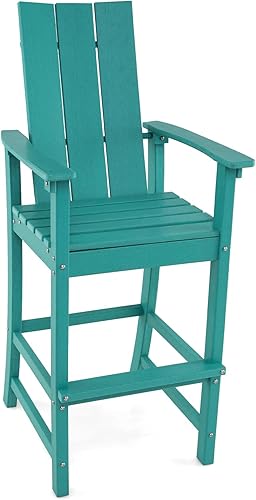 Giantex Silla Adirondack de 52 pulgadas de alto, taburete de bar de polietileno de alta densidad para exteriores con respaldo ergonómico,