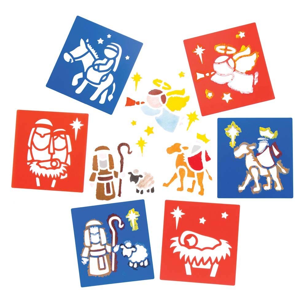 Baker Ross Nativity Stencils - Pack Of 6, Christmas Craft Supplies (AR770)