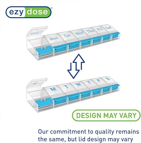 Miniatura 2 de EZY DOSE Planificador semanal (7 días), estuche para medicamentos, caja organizadora de vitaminas, compartimentos extra grandes, color azul
