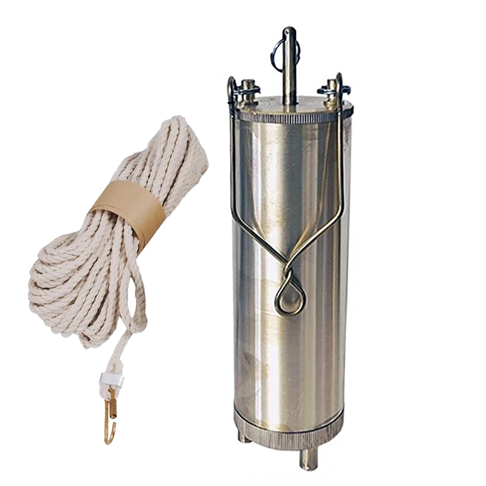 Muestreador de Agua Tanque de Extracción de Muestras de Aceite con Cuerda, Muestreador de Fondo de Camiones Cisterna / Oleoductos Pequeños, Medianos y Grandes, Dispositivo de Cubo Metálico(Silver,L)