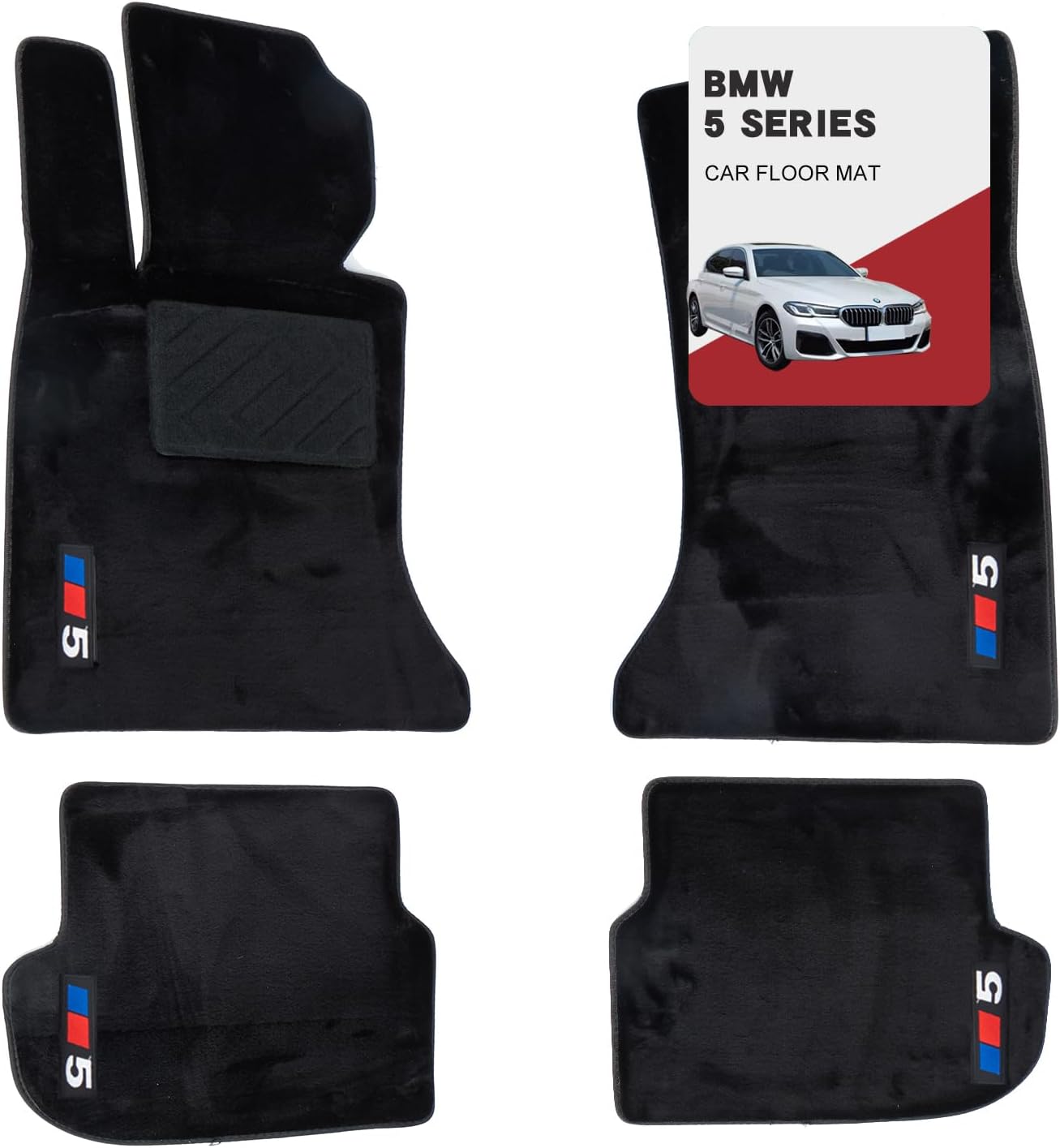 Custom 3D Car mats for BMW 5 Series 2011-2013 (528i, 535i, 550i, M5) Wool Carpet Car Mats - Luminous, Anti-Slip, All-Weather Full Coverage with Custom Logo Fit for 5 Series 2011-2013