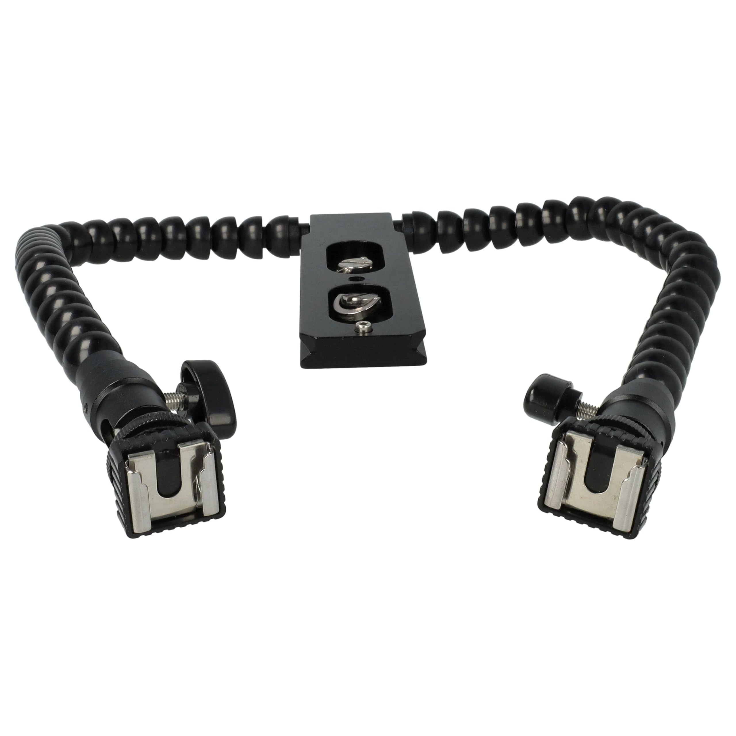 vhbw Universal Dual-Blitzhalterung für diverse Kameras, DSLR Spiegelreflexkamera Schwarz, Kunststoff / Metall - Blitzschiene