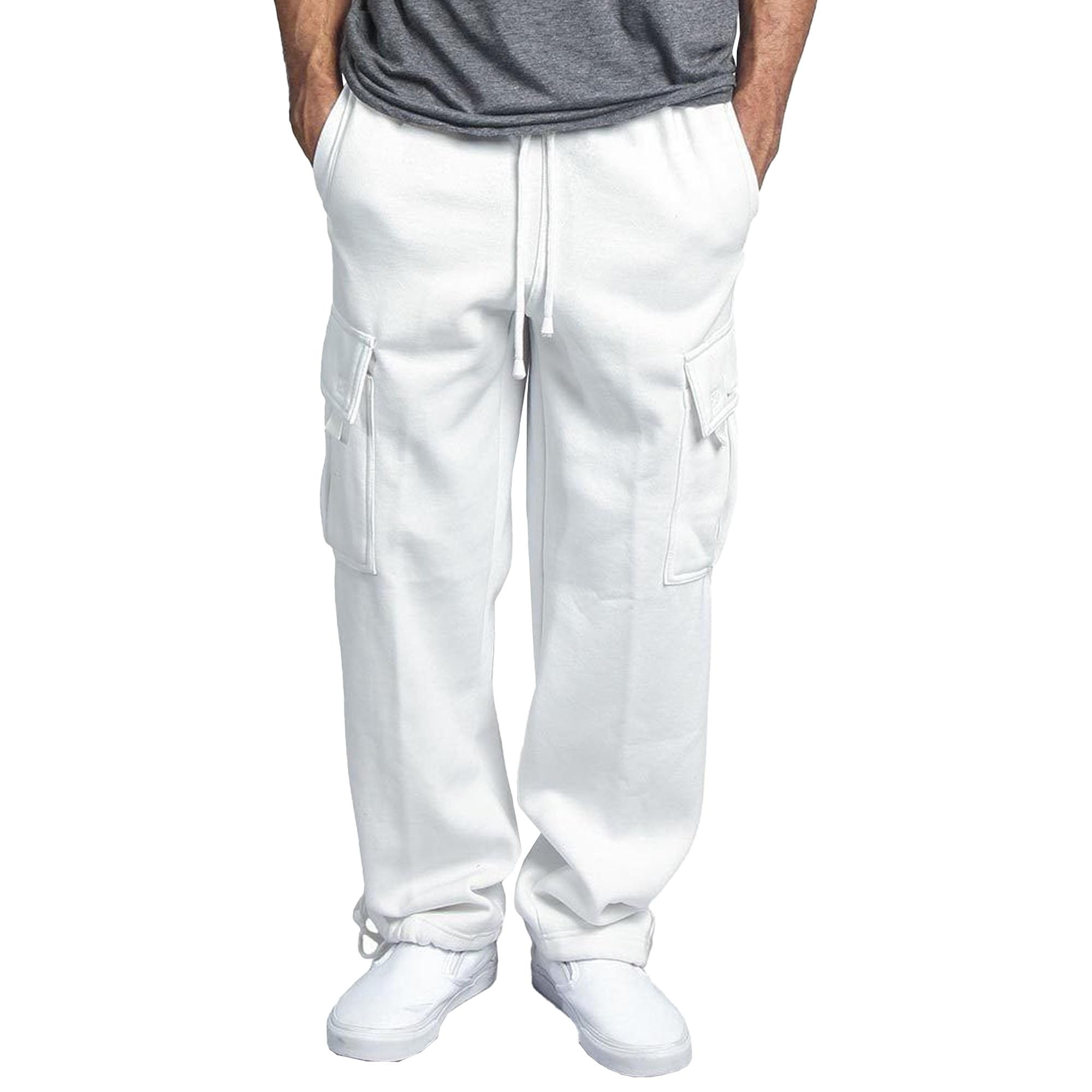 Men's Cargo Pants Casual Work Hiking Sweatpants Baggy Jogger Trousers Fit Sports Outdoor with Multi Pockets (White1,3X-Large)