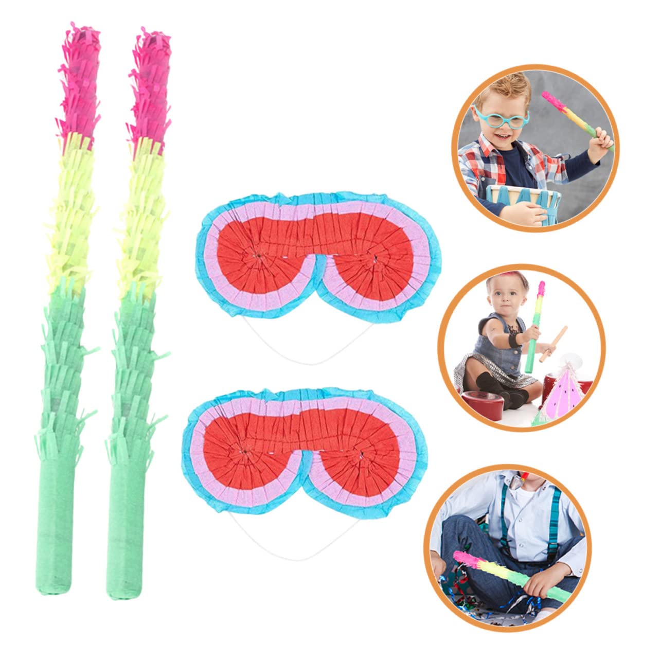 Ciieeo 8 Pz Oggetti Di Scena in Pinata Stecca Pinata Per Bambini Ornamenti Per Bambini Pignatta Per Occhiali Da Appendere Pignata 3 Pignatte Carta Coriandoli Forniture Per Feste Bambino