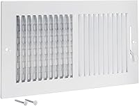 EZ-FLO 12x6 Inch Steel Air Vent Cover for Wall or Ceiling - Adjustable Dampers, Two-Way HVAC Register Grille, White 61612
