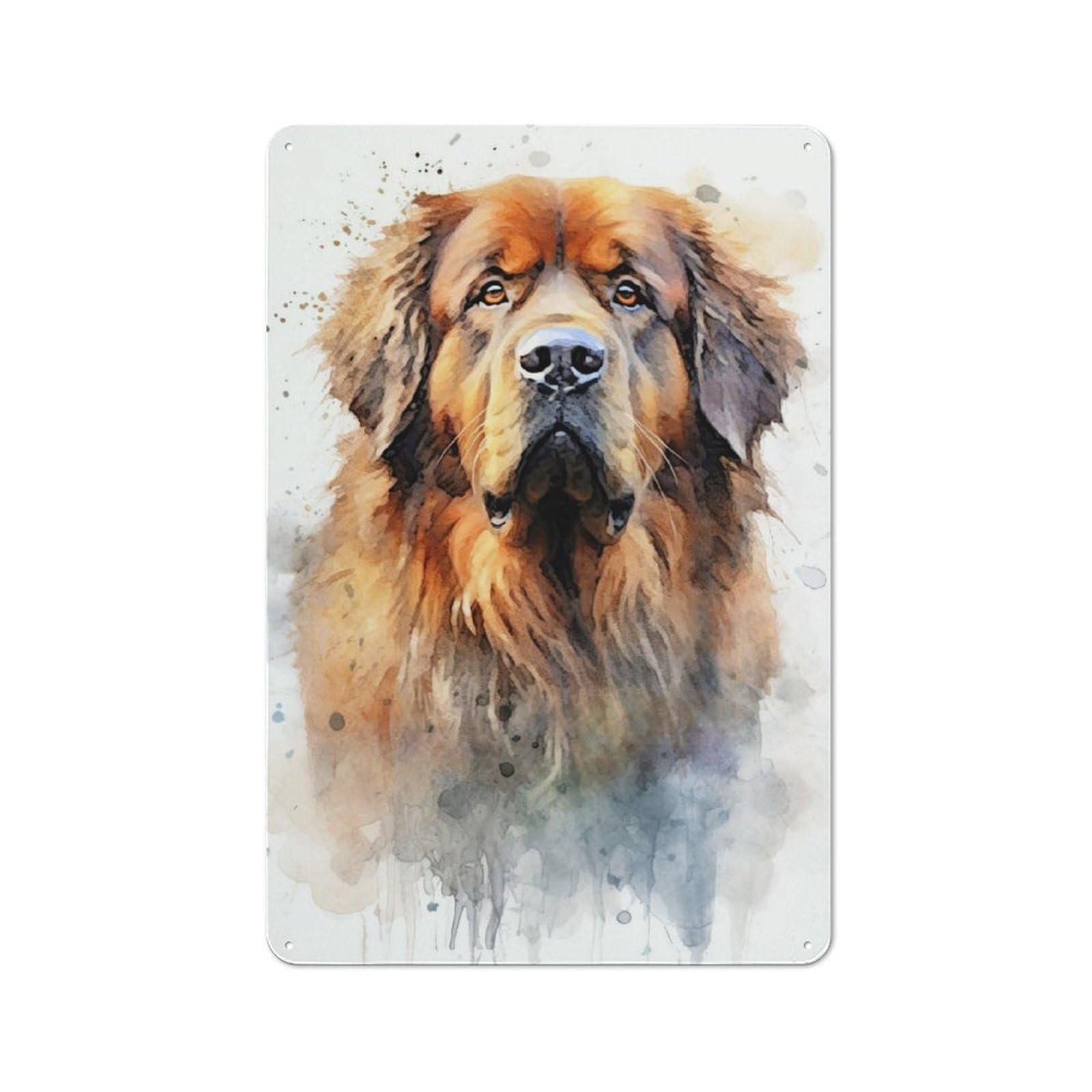 Junmoney Tibetan Mastiff Watercolor Vintage Metal Sign 30X20cm For Guest Room Or Hallway, Suited To Guest Room Decorators