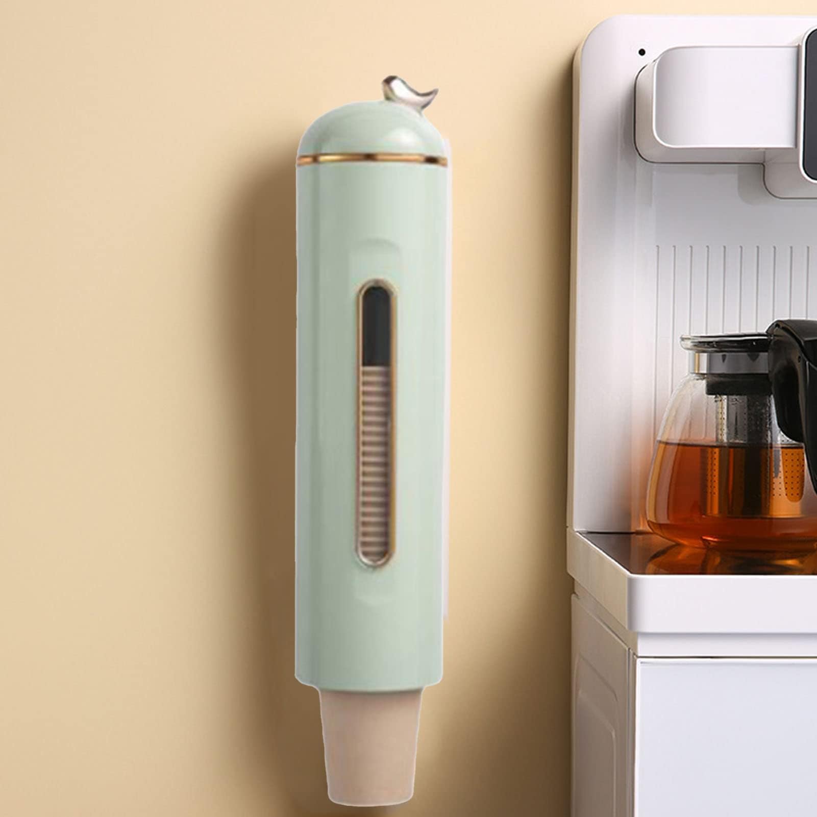 Organizador de Vasos de Papel Desechables, Montaje en Pared, Baño, Vasos de Enjuague Bucal Desechables, Gran Capacidad, Dispensador Automático de Vasos Montado en la Pared (Pasto Verde)