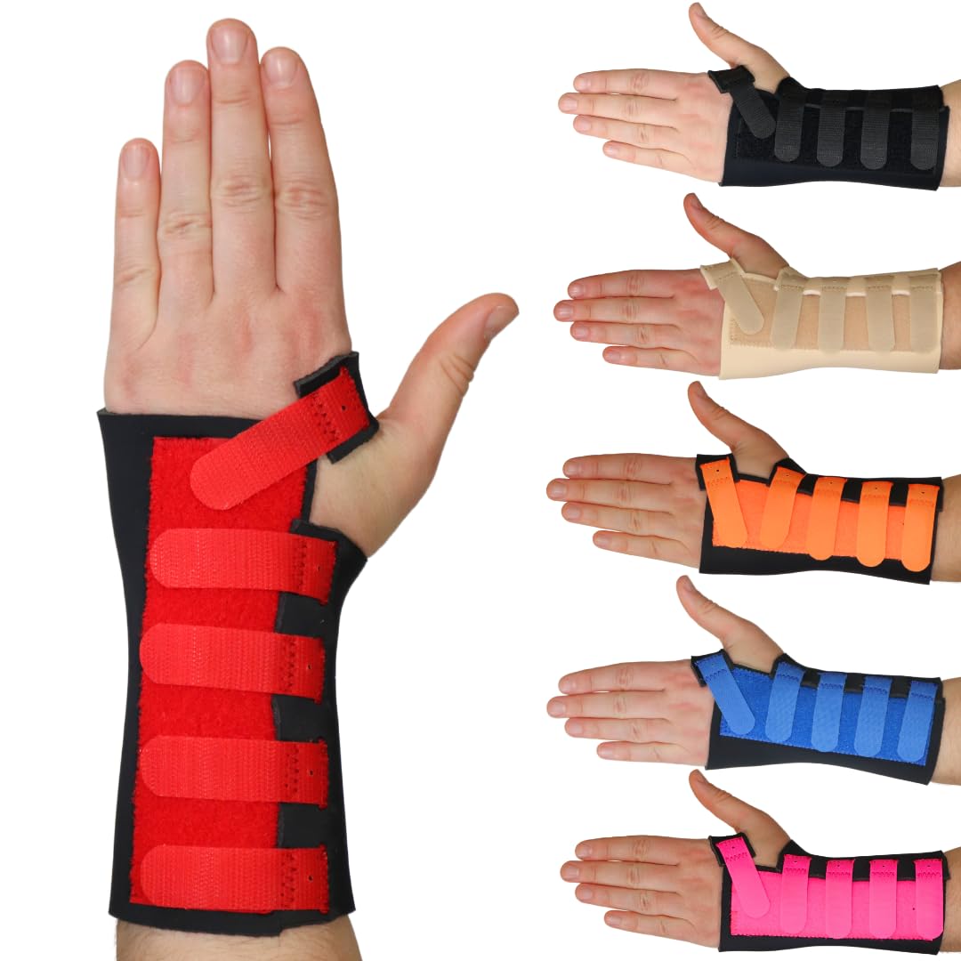 – Solace Bracing Cool-Flow Max Wrist Support (6 Colours) - #1 British Made & NHS Supplied Advanced Wrist Brace Splint for Carpal Tunnel, Arthritis, Tendonitis, RSI, Fractures & More - Red, S, Right