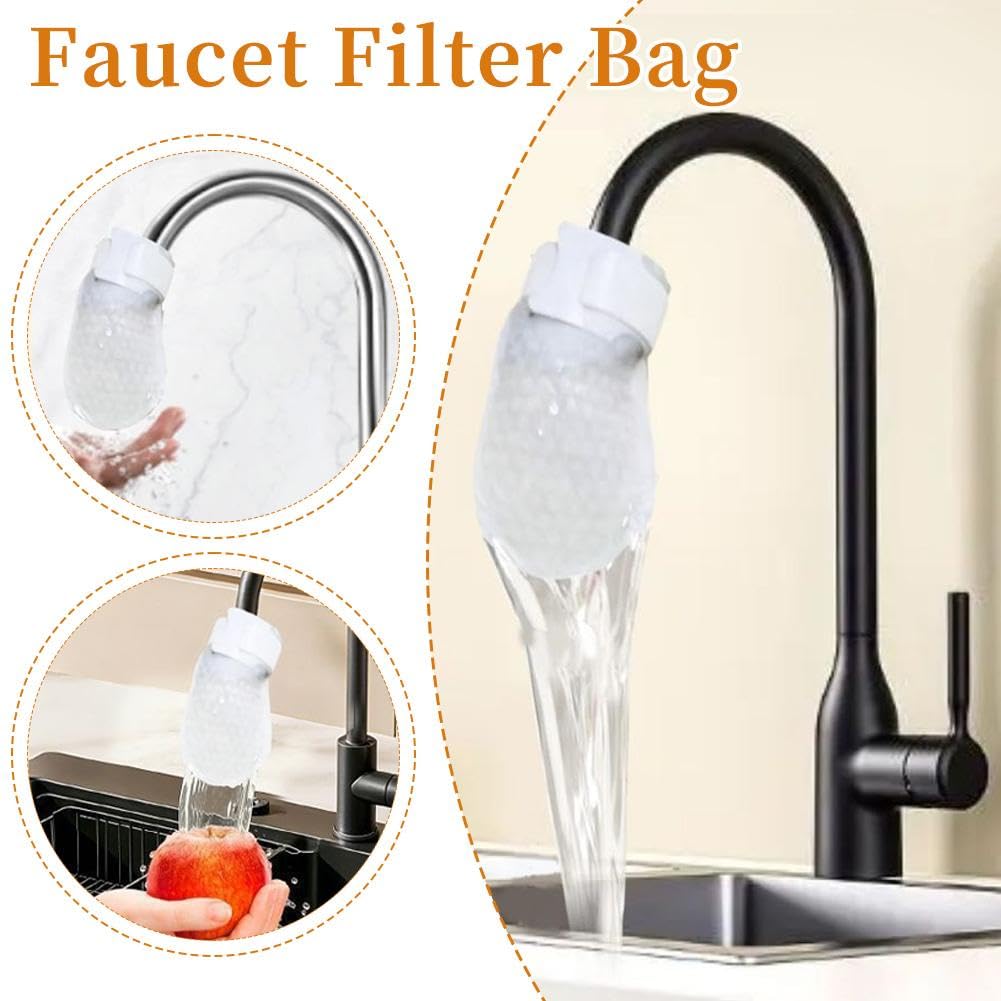 100 Stück Wasserhahn-Filter-Baumwollbeutel, Universal-Ersatz-Baumwollfilterbeutel für Küchenspüle und Badezimmerarmaturen, Küchenarmaturen, Wasserfilterbeutel blockiert effektiv alle Skalen, Sand