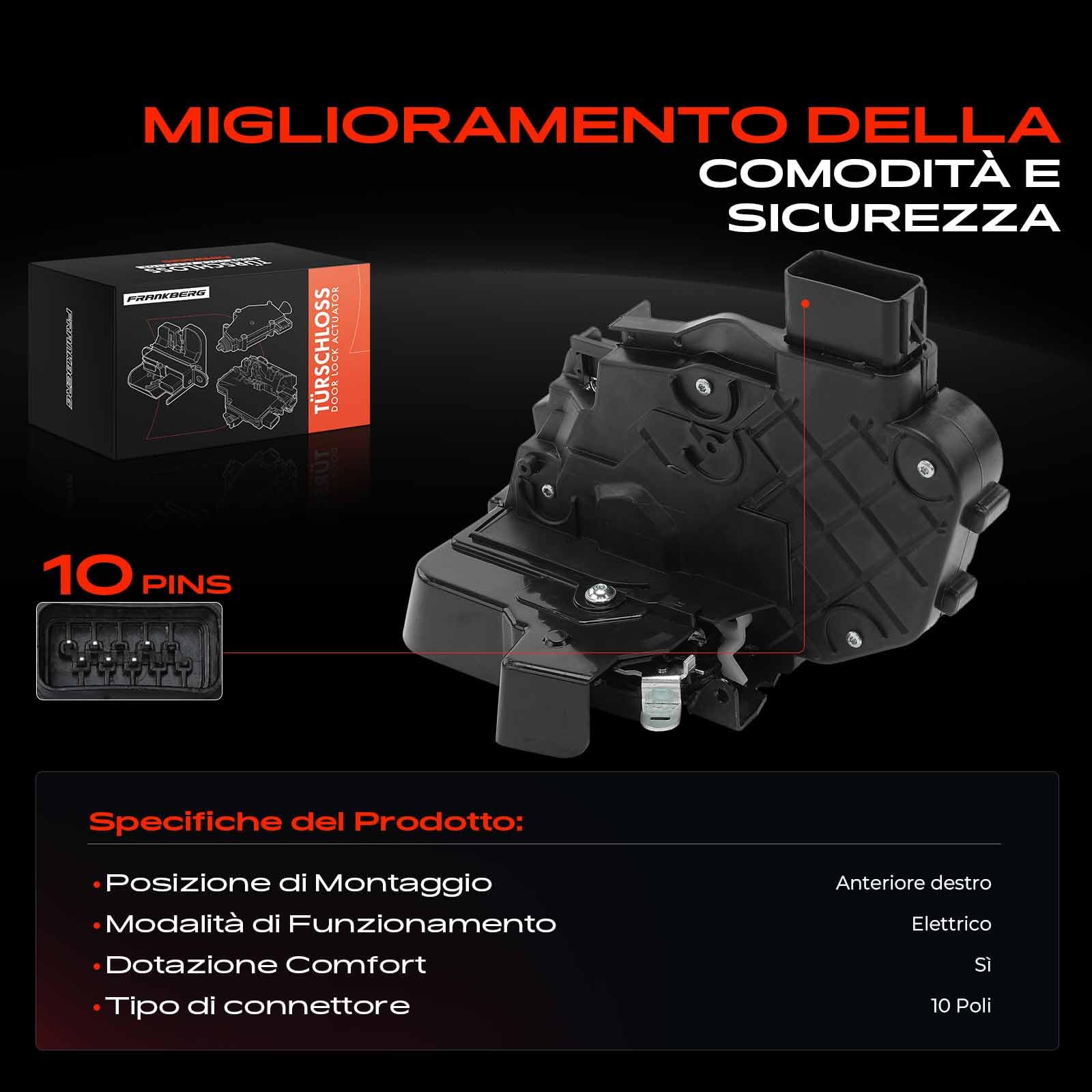Frankberg Serratura porta serratura auto Anteriore destro Compatibile con Freelandel 2 L359 Discovery IV L319 Discovery III L319 Discovery III TAA Freelandel 2 FA_ Veicolo fuoristrada Chiuso FQJ000205