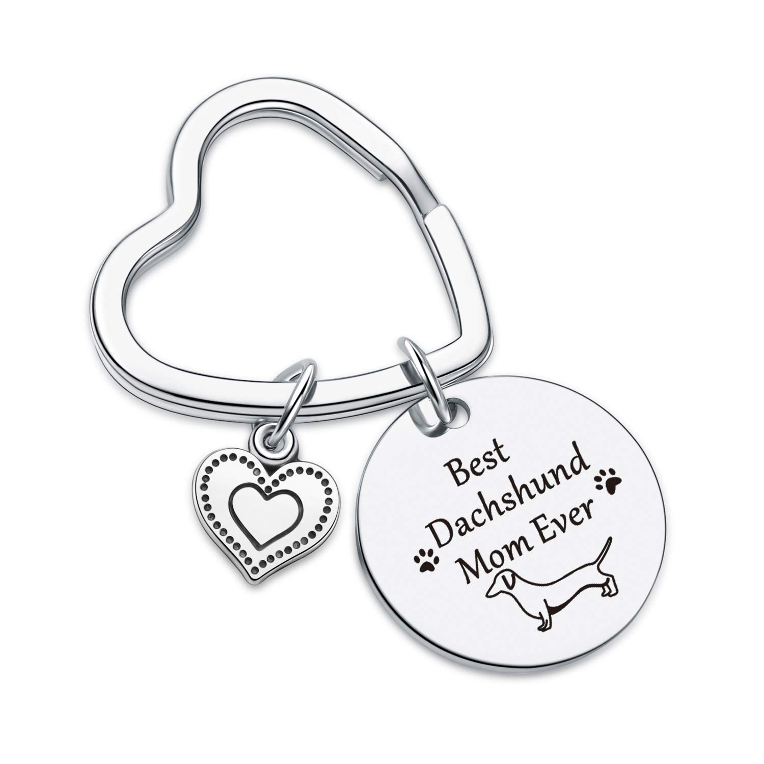 7RVZM Dachshund Dog Owner Keychain for Best Dachshund Mom Ever Jewelry, Pet Paw Gift for Wiener Dog Gifts Dachshunds Keychain