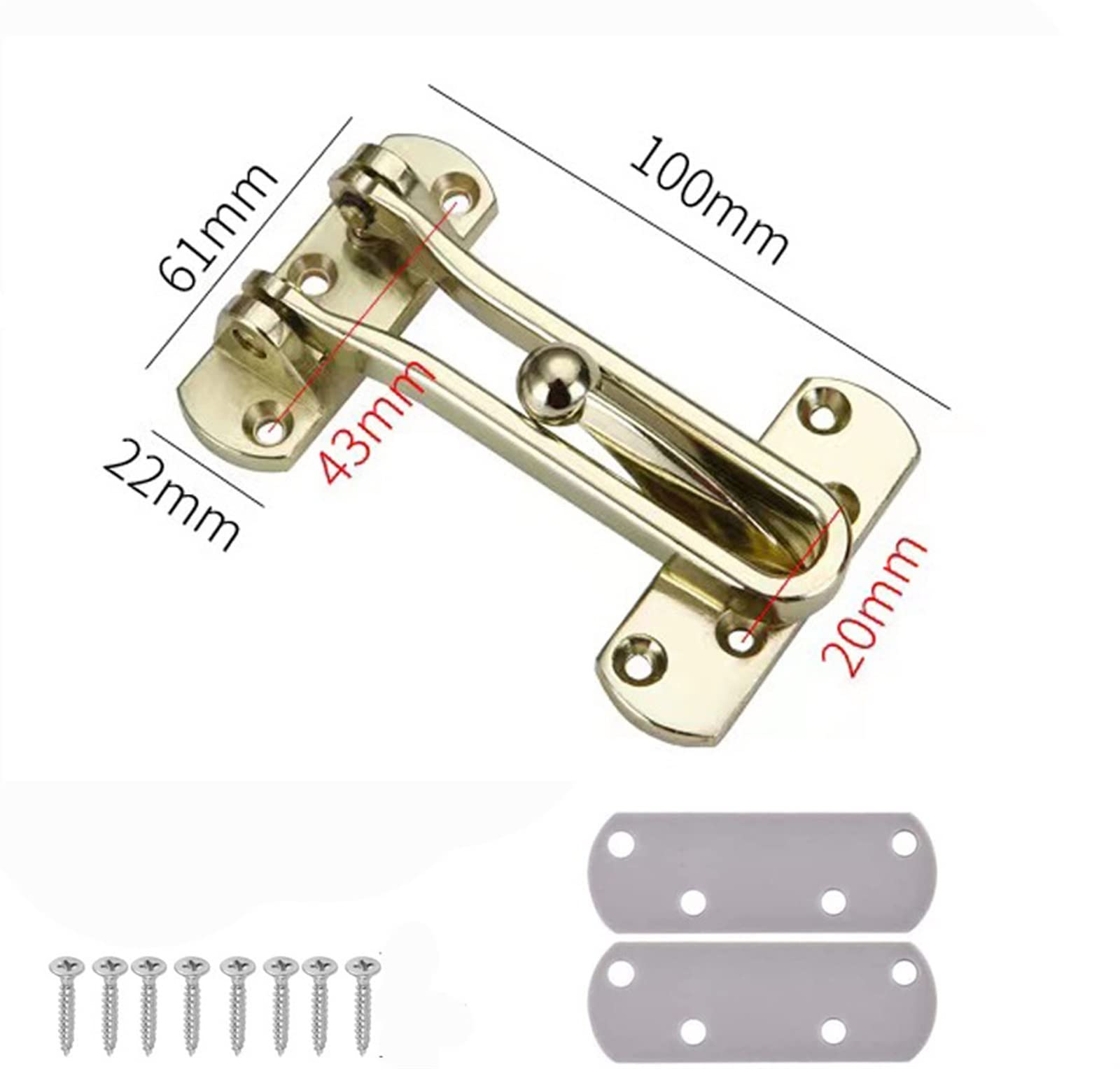 DEIHGE Door Lock Swing bar Door Guard Reinforced Door Buckle Lock Chain Anti-Theft Buckle Family Door (Color : Silver)