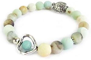 Sea Turtle Bracelet with Blue Amazonite Stones